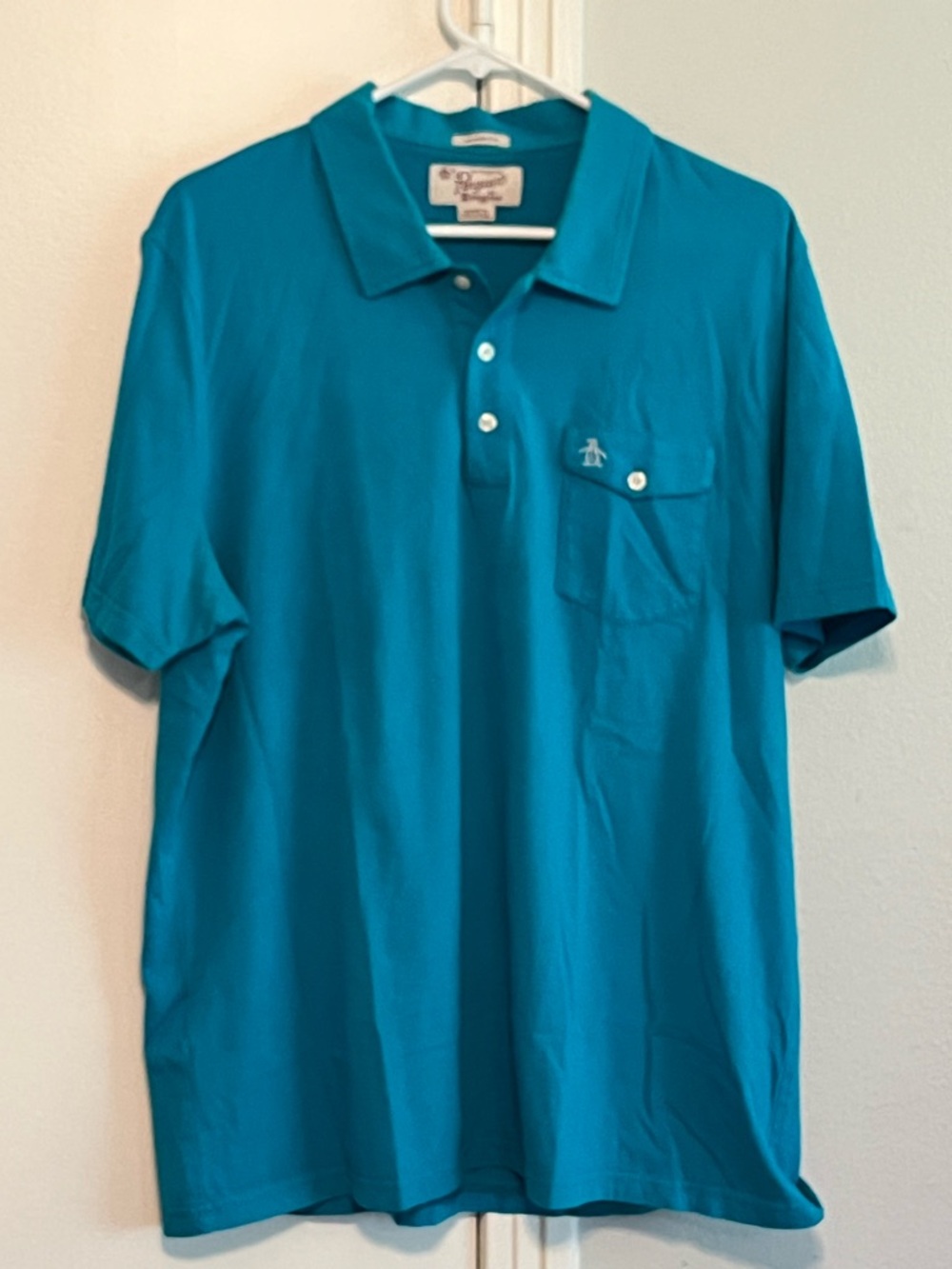 Original Penguin Men's Classic Fit Teal Polo Shirt Size XL EUC